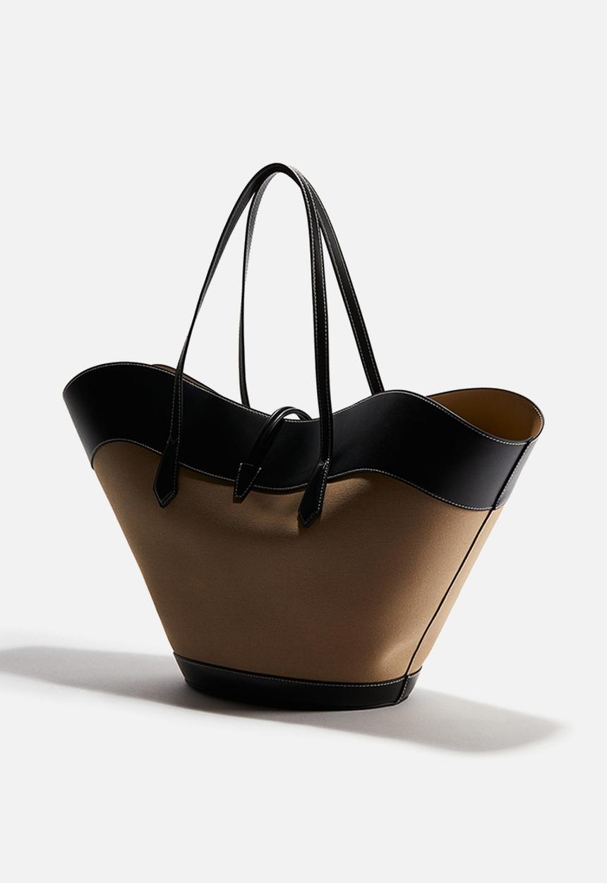 H&M - Shopper - dark beige & black
