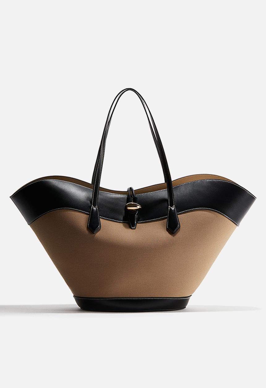 H&M - Shopper - dark beige & black