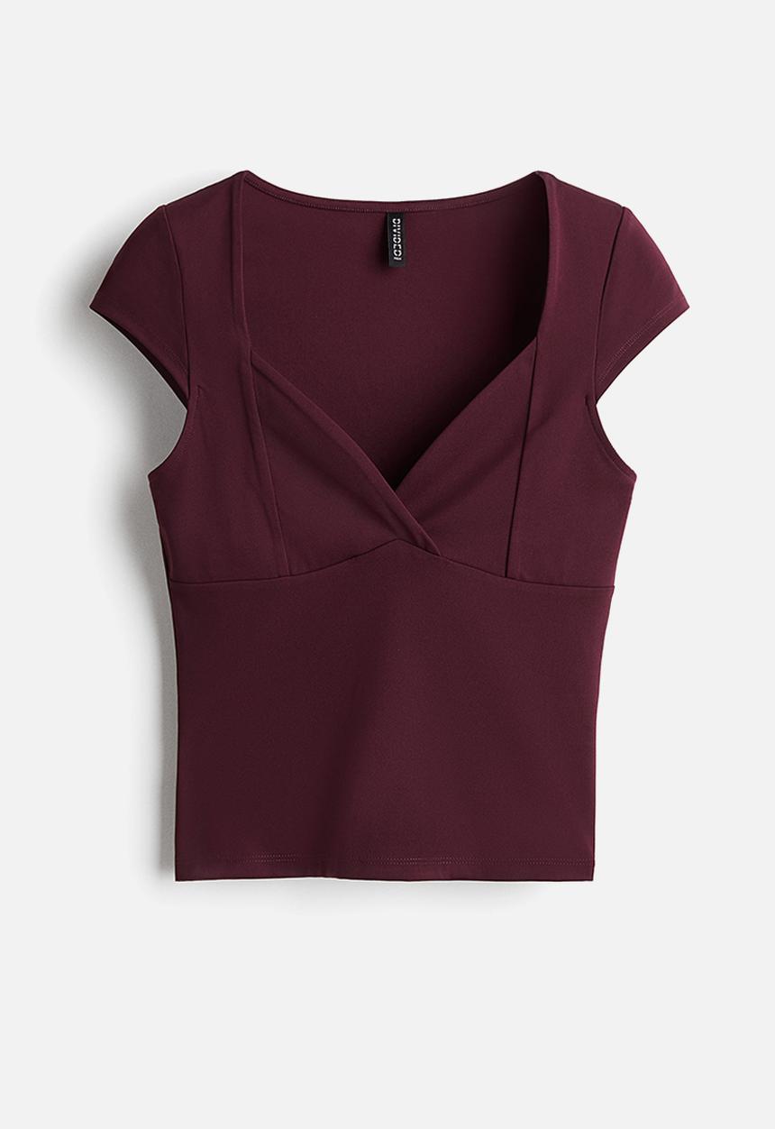 H&M - Cap-sleeved top - burgundy