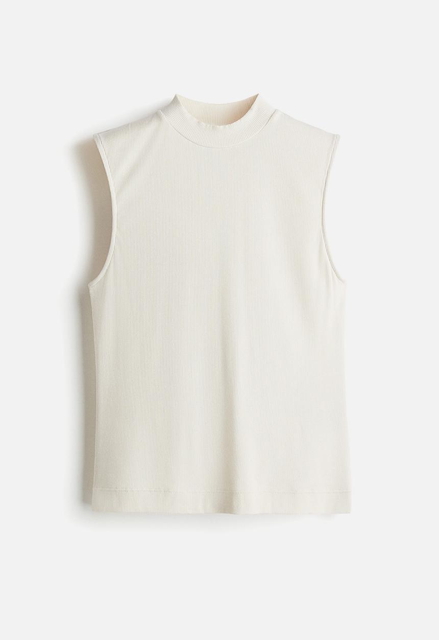 H&M - Stand-collar vest top - cream 