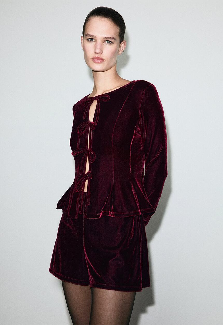 MANGO - Blouse xaranja - dark red