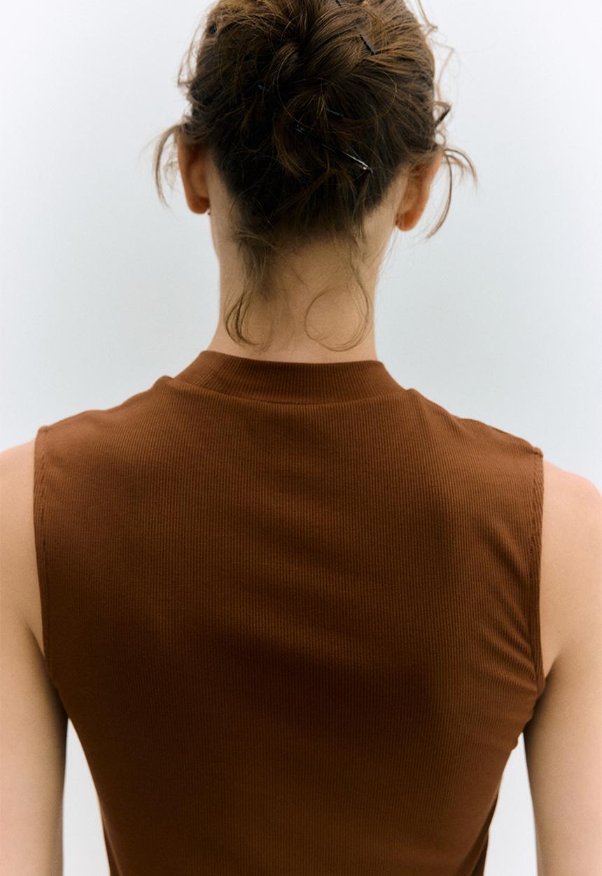H&M - Stand-collar vest top - brown