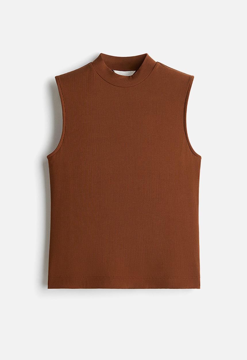 H&M - Stand-collar vest top - brown