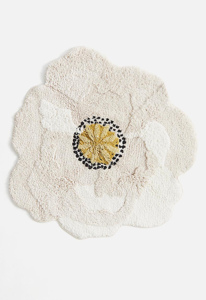 H&M - Tufted flower-shaped bath mat - light beige flower 