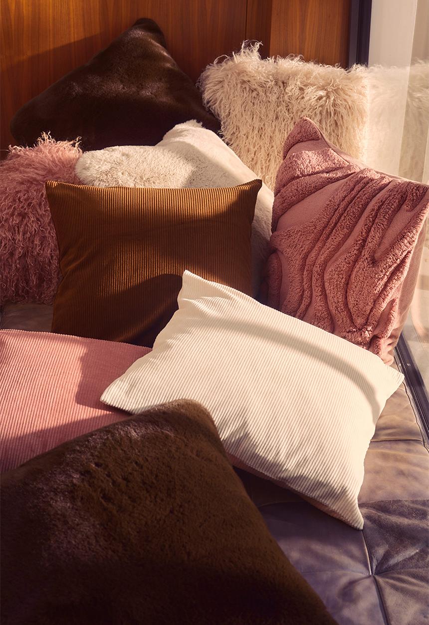 H&M - Patterned cotton cushion cover - dusty pink