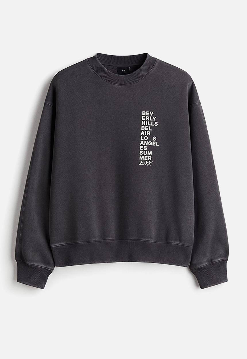 H&M - Loose fit printed sweatshirt - dark grey beverly hills