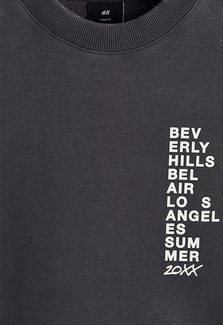 H&M - Loose fit printed sweatshirt - dark grey beverly hills