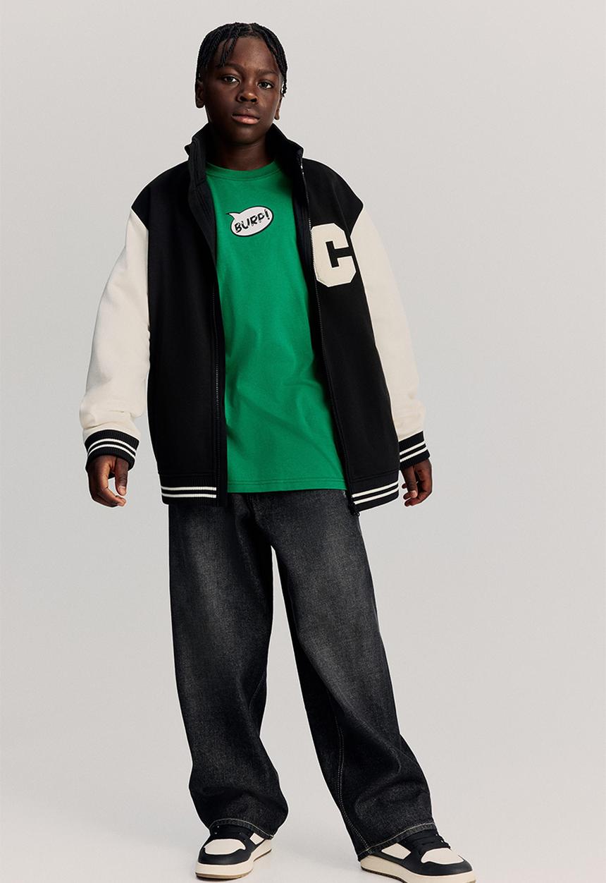 H&M - Loose-fit track jacket - black & white