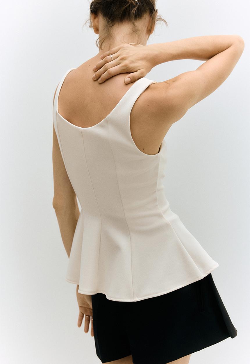 H&M - Peplum vest top - light beige 