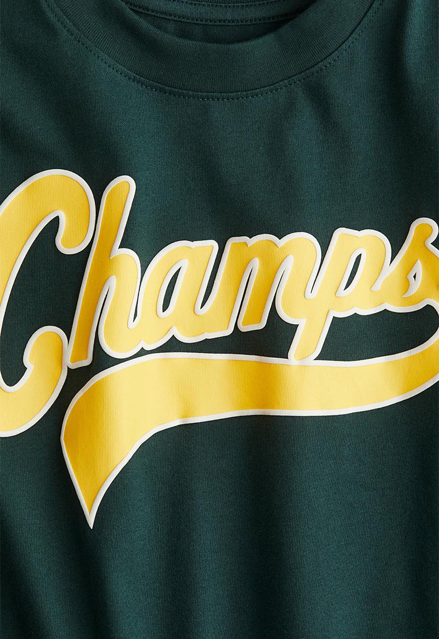 H&M - Printed cotton T-shirt - dark green champs