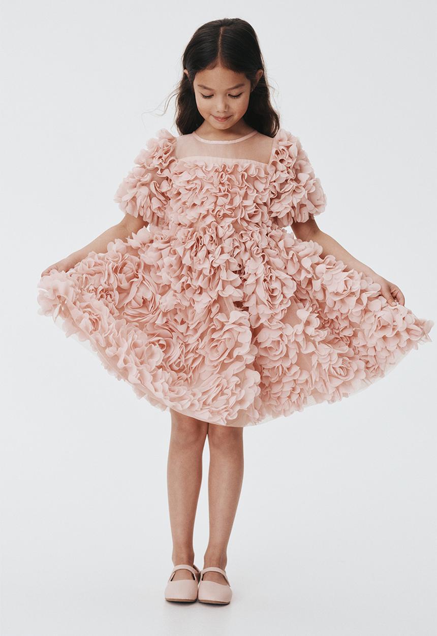 H&M - Flower-appliquéd dress - light pink