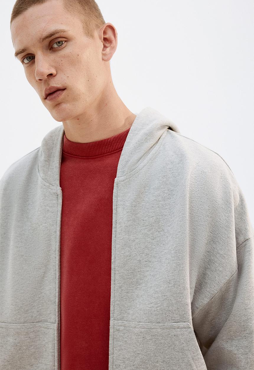 H&M - Oversized fit zip-through hoodie - grey
