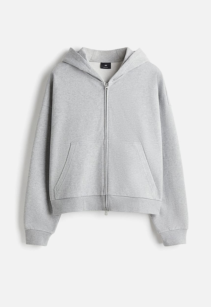 H&M - Oversized fit zip-through hoodie - grey