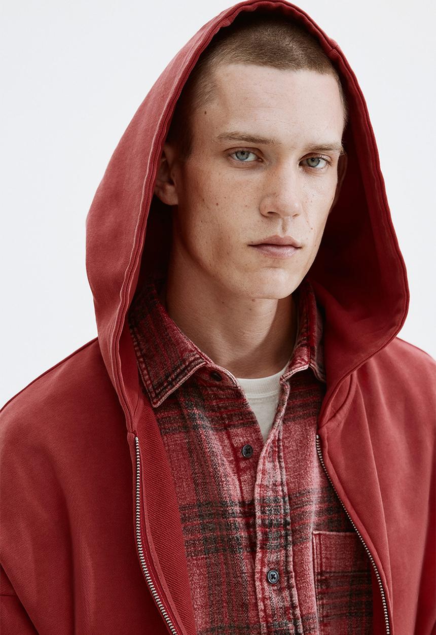 H&M - Oversized fit zip-through hoodie - red