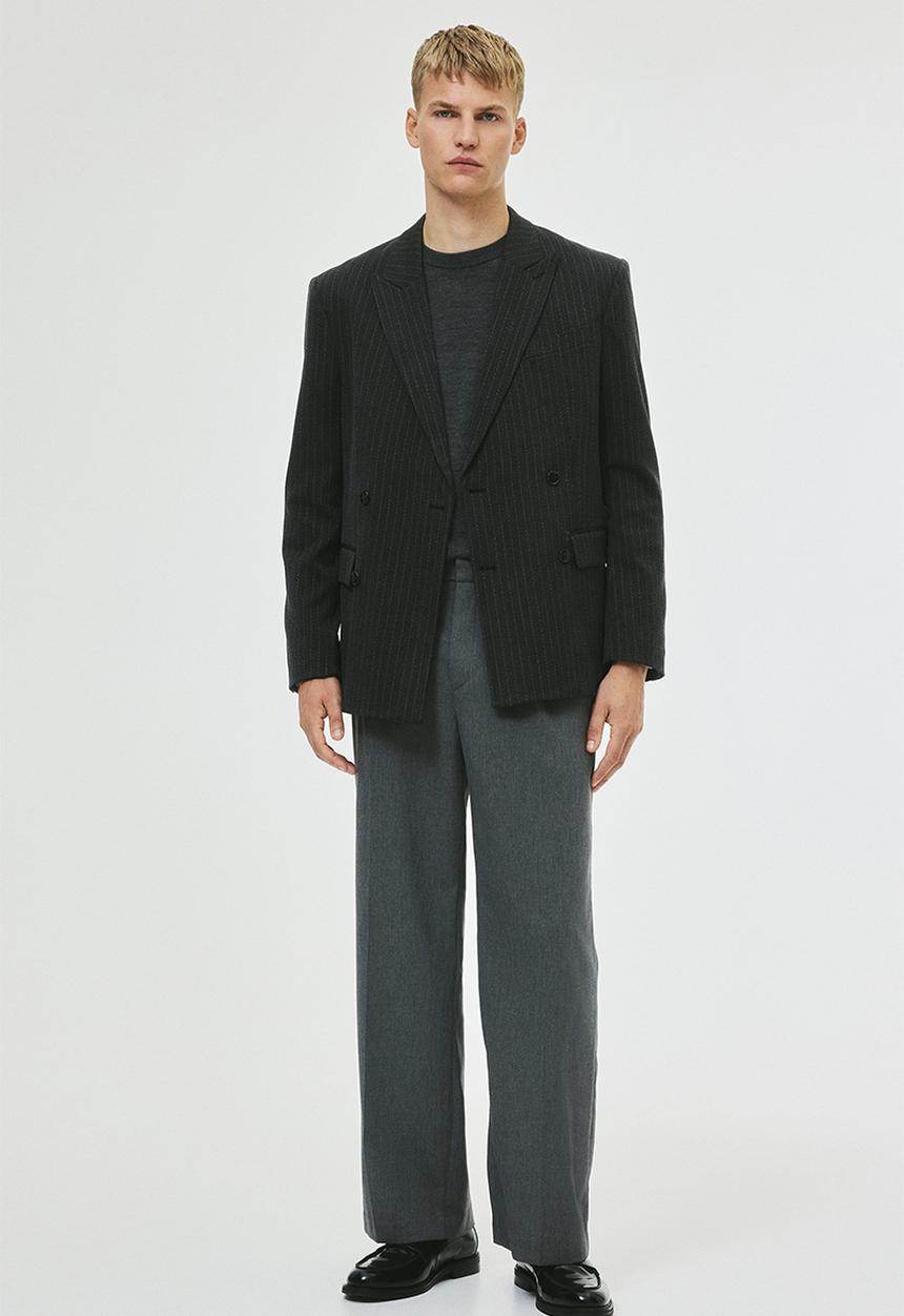 Loose fit tailored trousers - dark grey - 1275651001