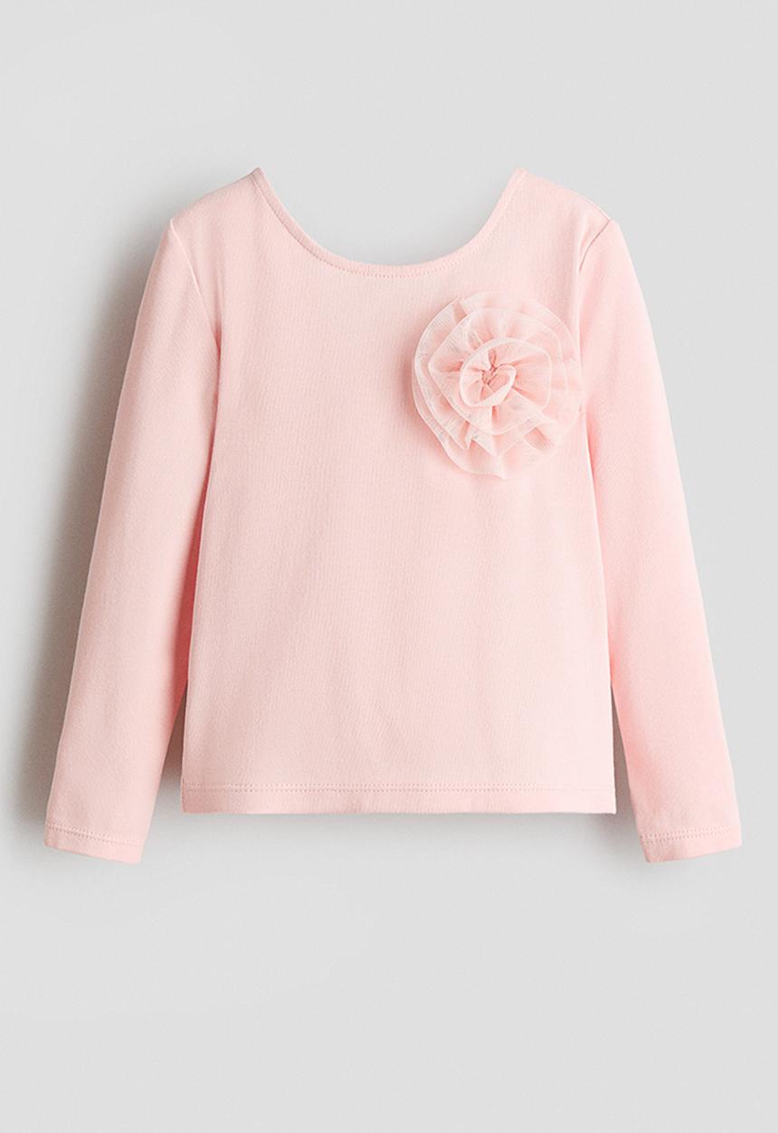 H&M - Tulle-appliqué top - light pink
