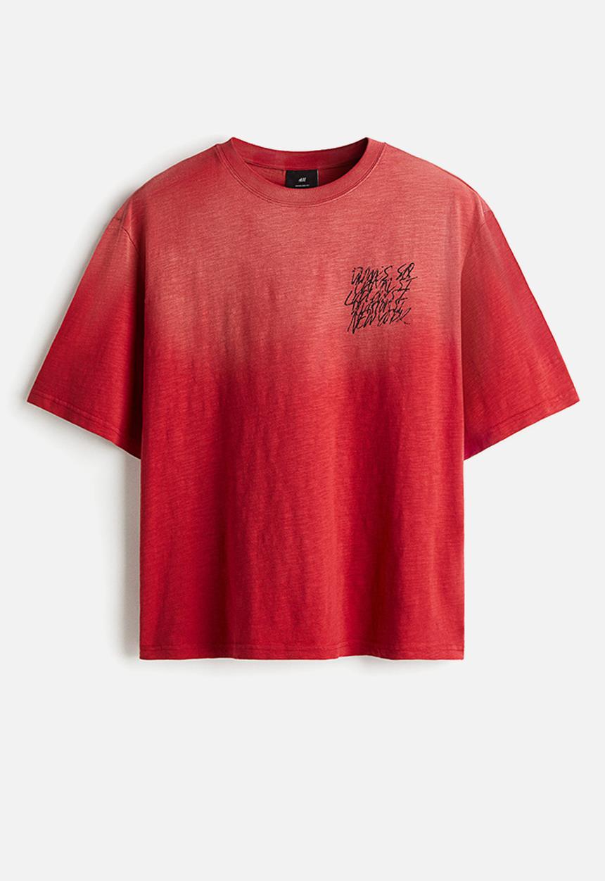 H&M - Oversized fit t-shirt - red dimes sq