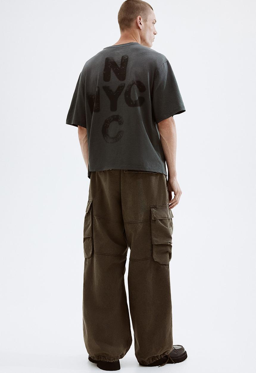 H&M - Oversized fit t-shirt - washed grey & nyc