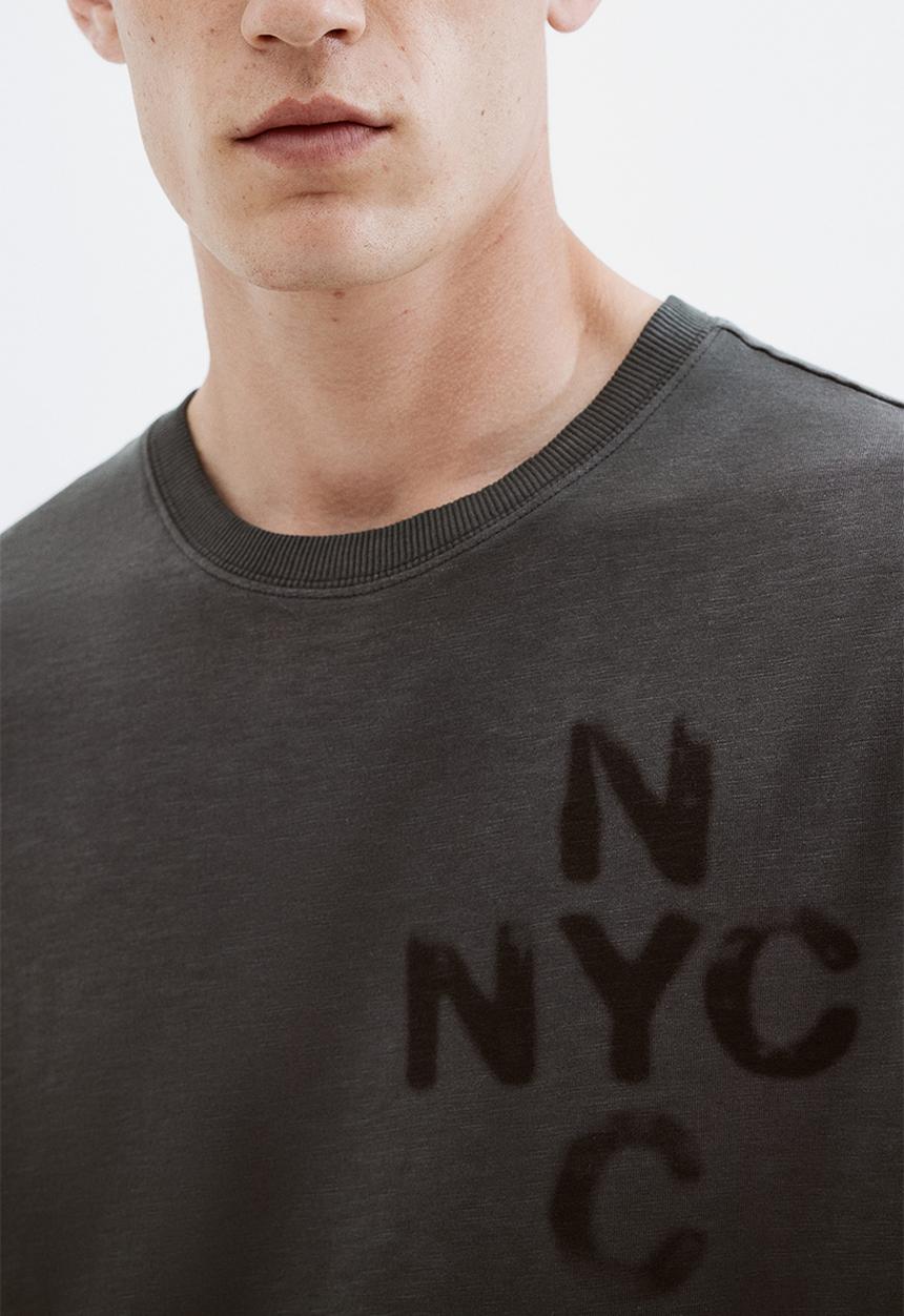 H&M - Oversized fit t-shirt - washed grey & nyc