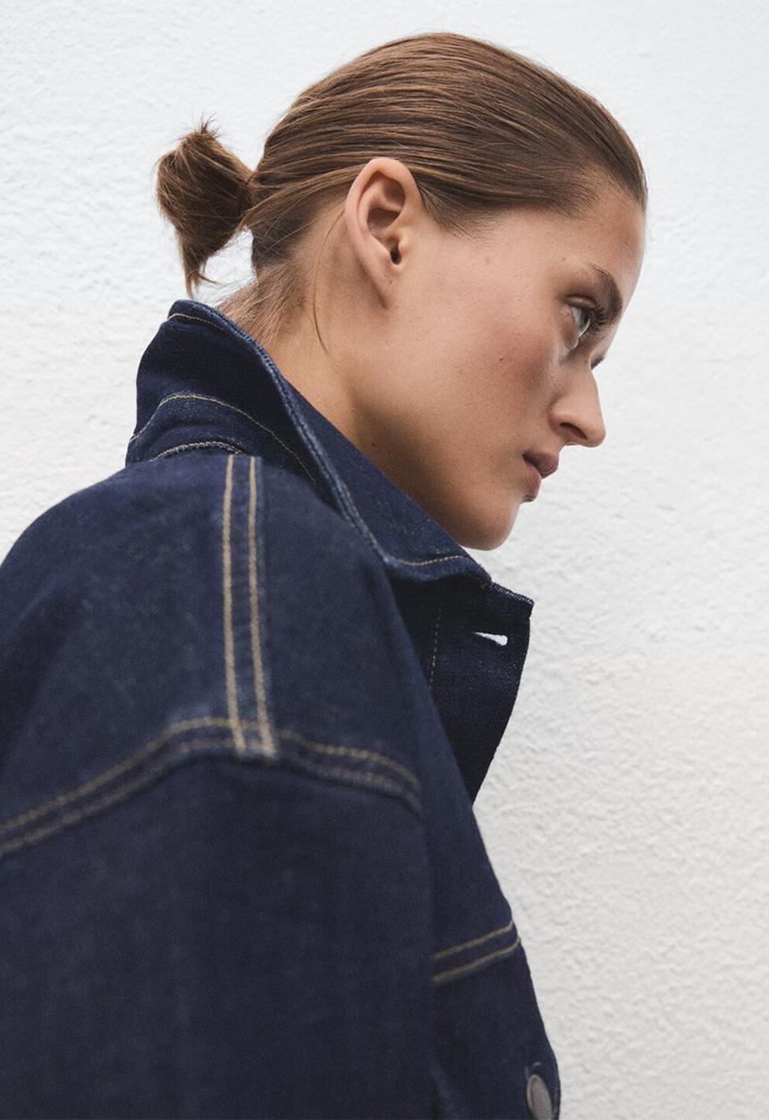 MANGO - Jacket flor - open blue