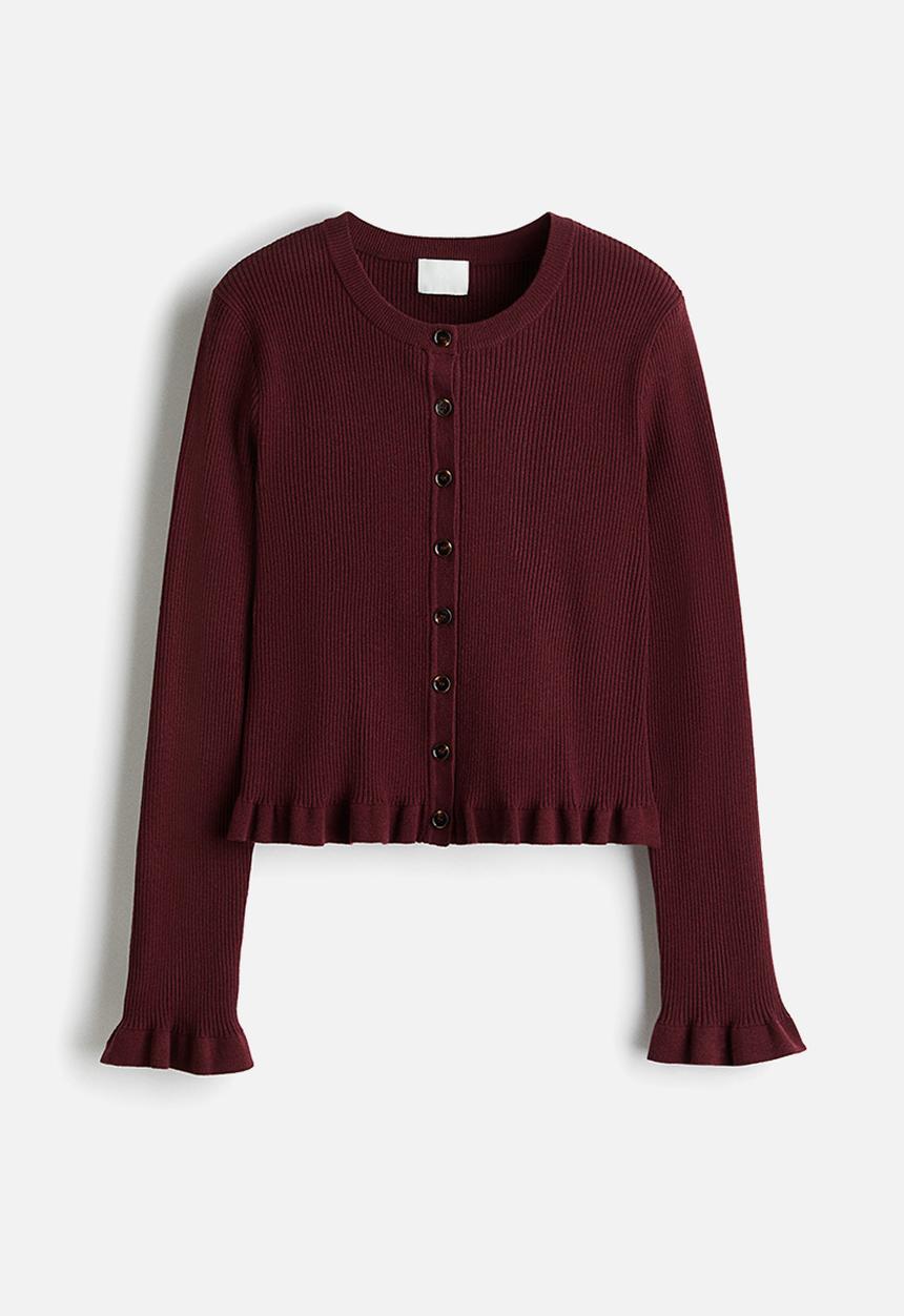 H&M - Rib-knit cardigan - burgundy