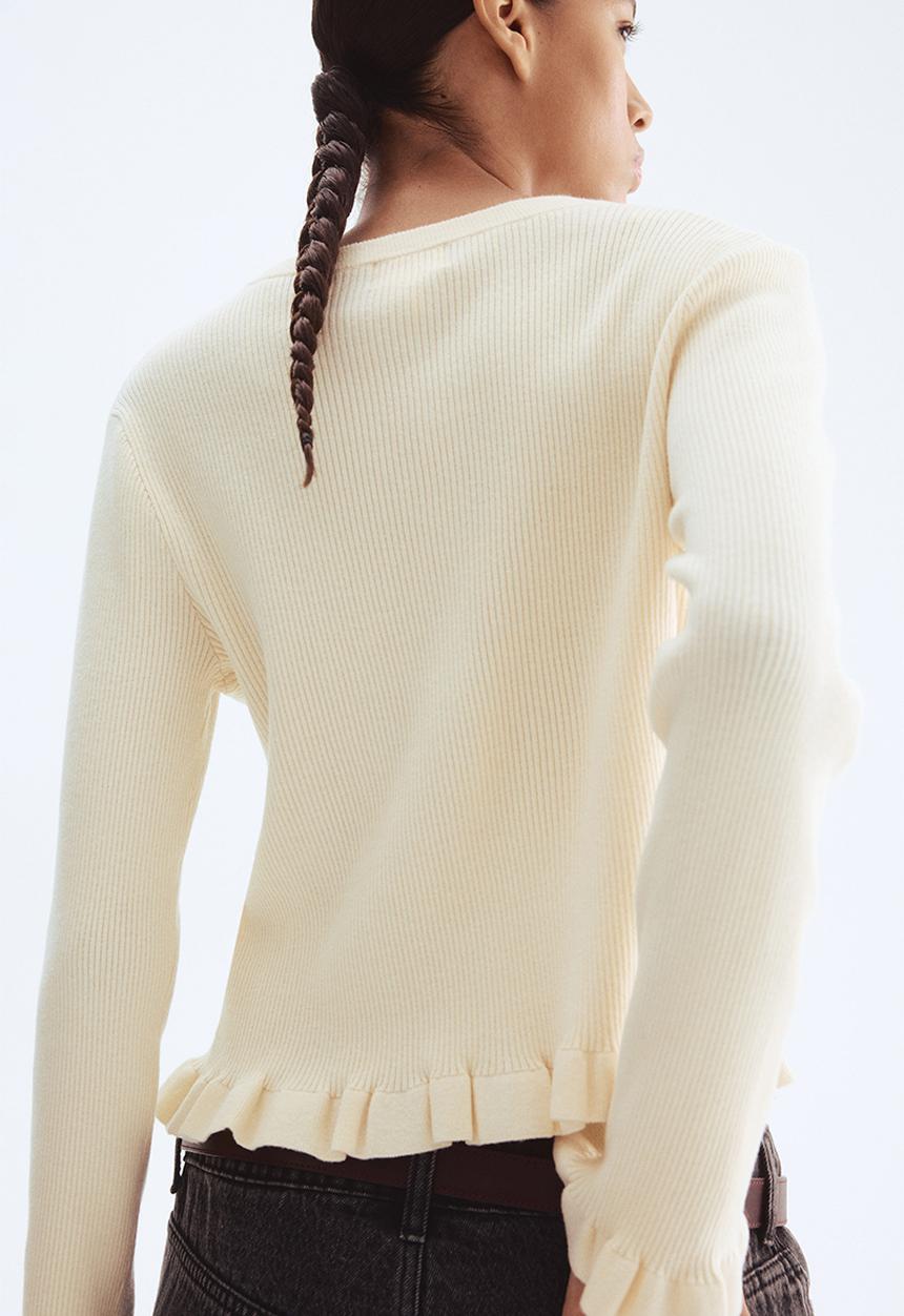 H&M - Rib-knit cardigan - cream 