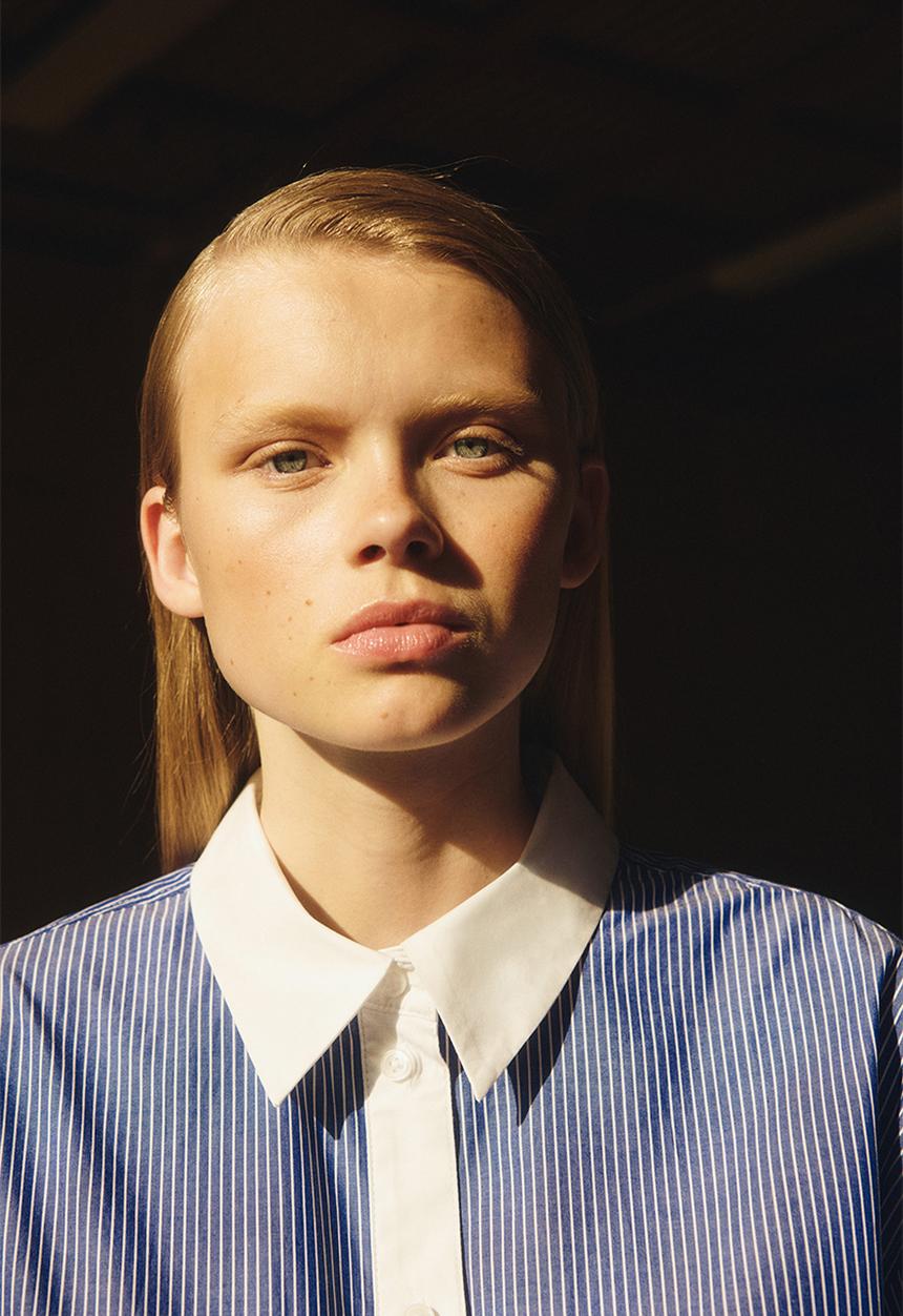 H&M - Oversized poplin shirt - blue/white striped