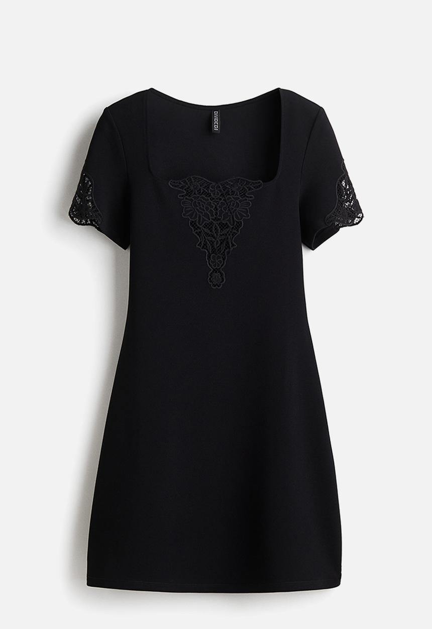 H&M - Embroidery-detail dress - black