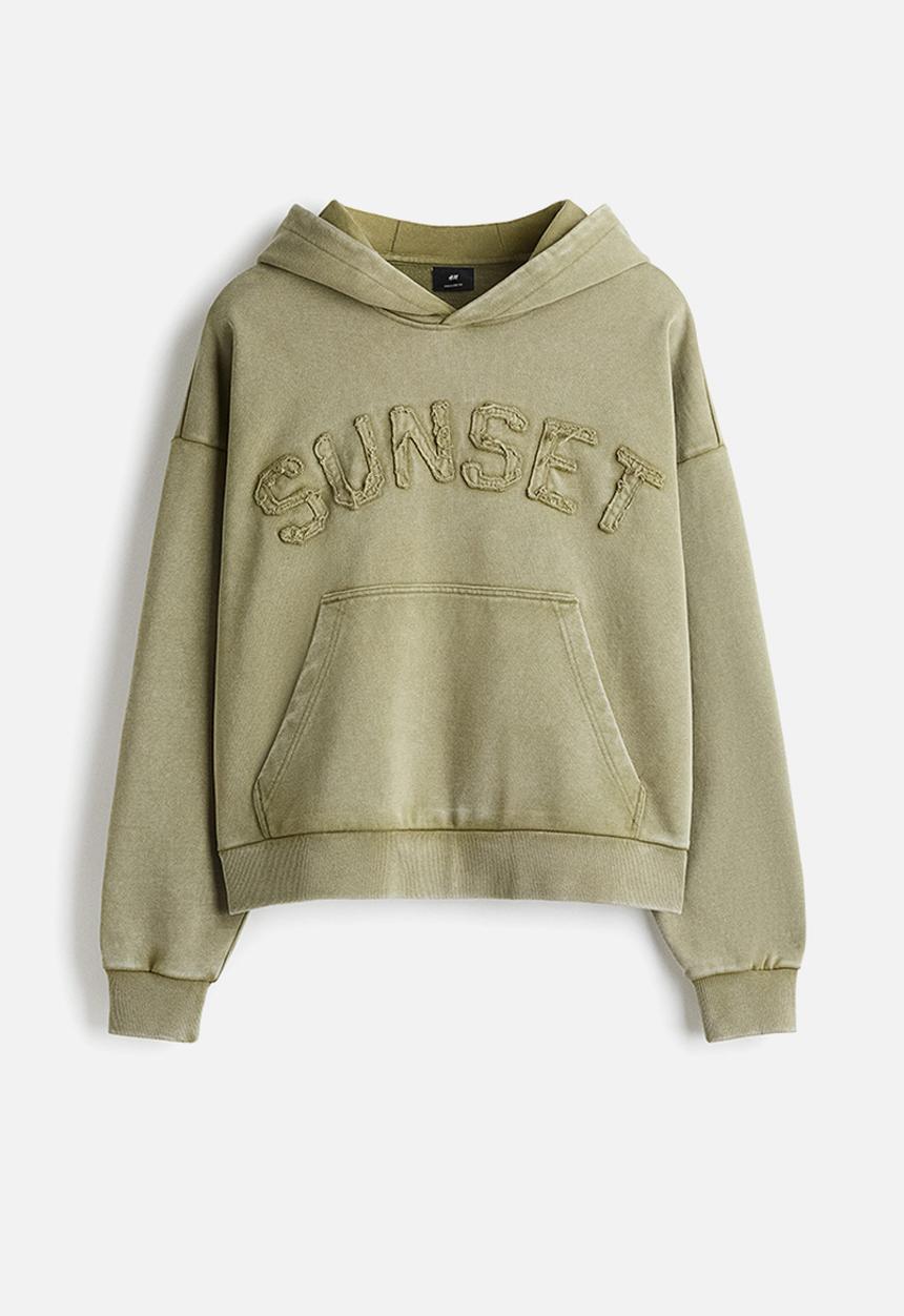 H&M - Oversized fit printed hoodie - green sunset