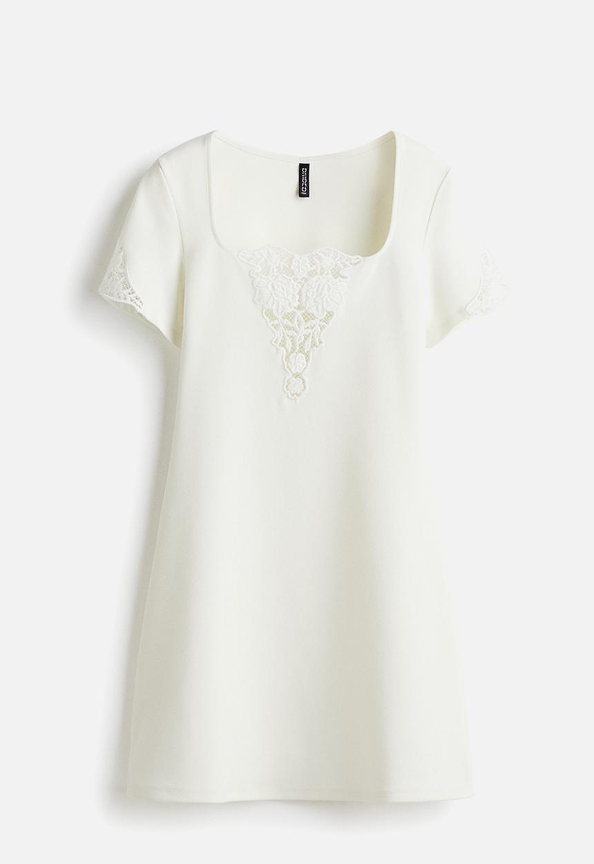 H&M - Embroidery-detail dress - white