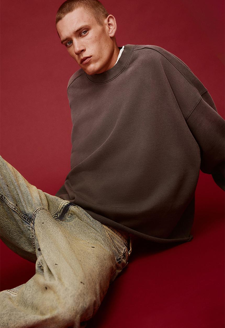 H&M - Oversized fit washed sweatshirt - grey ombre