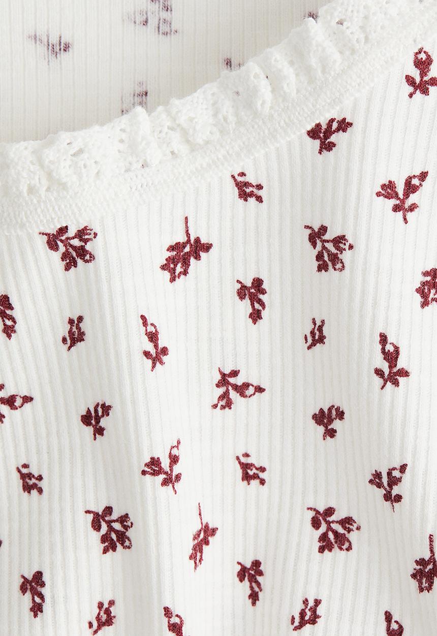 H&M - Lace-trimmed top - white & floral 