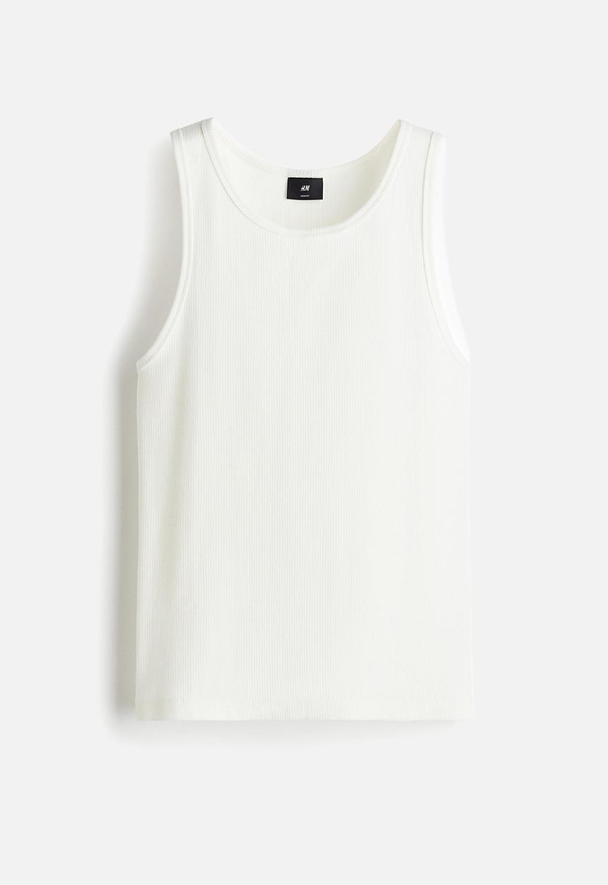 H&M - Slim fit ribbed vest top - white