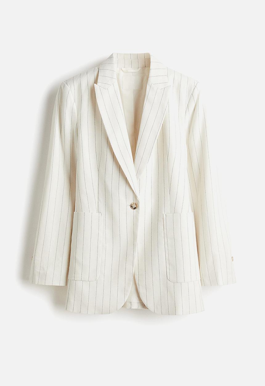 H&M - Fitted blazer - cream & pinstriped