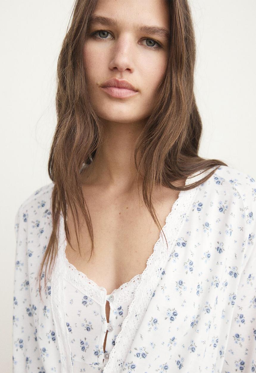 MANGO - Dressing gown ario- white