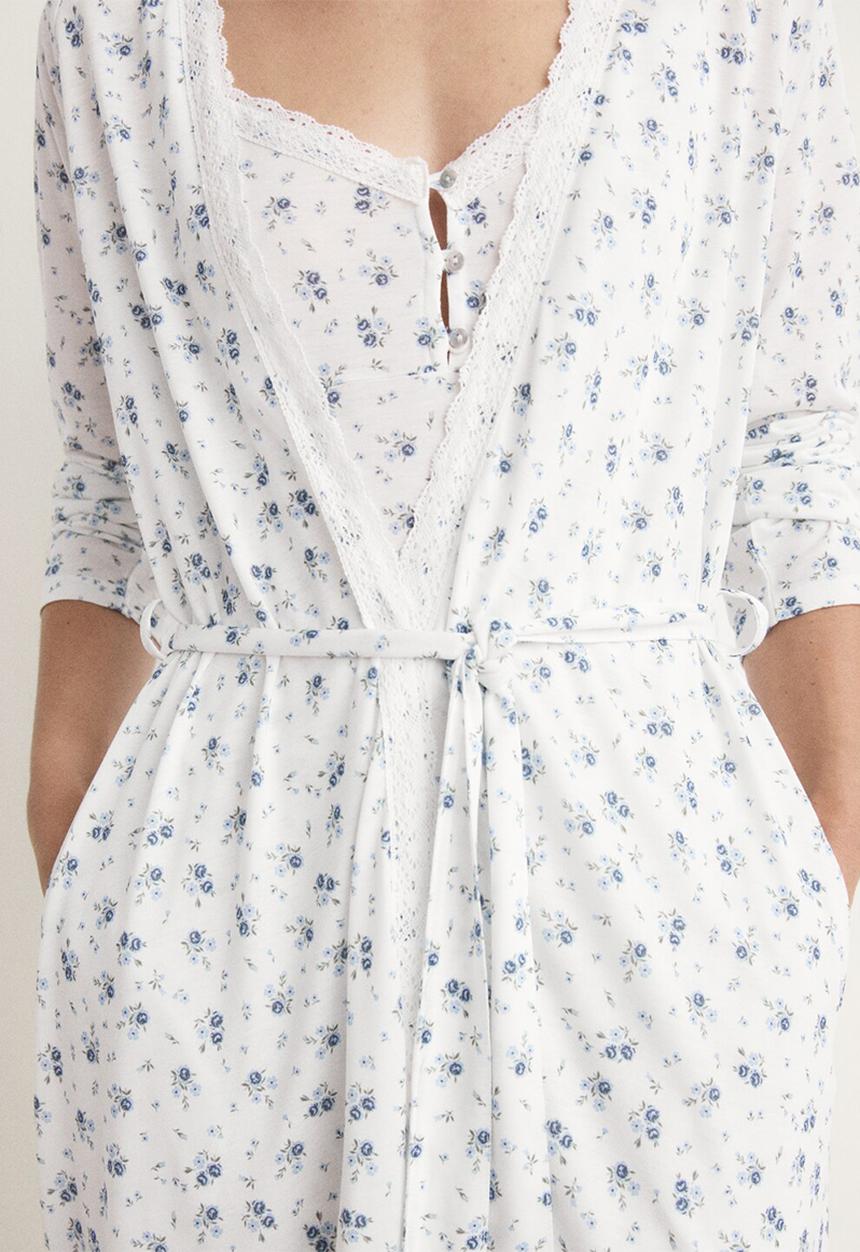 MANGO - Dressing gown ario- white