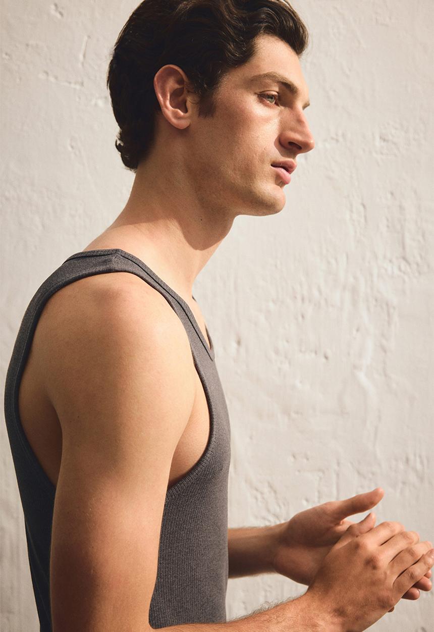 H&M - Slim fit ribbed vest top - dark grey