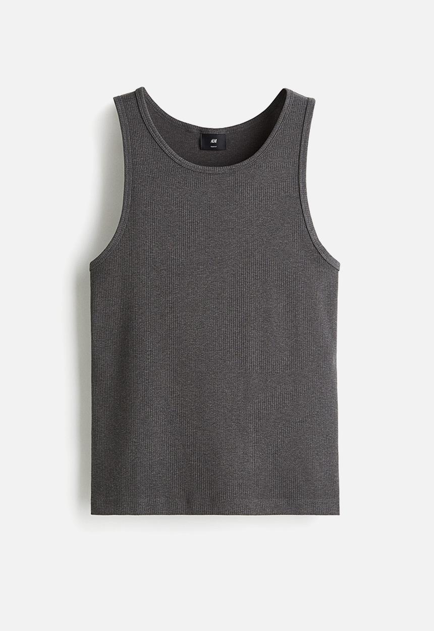 H&M - Slim fit ribbed vest top - dark grey