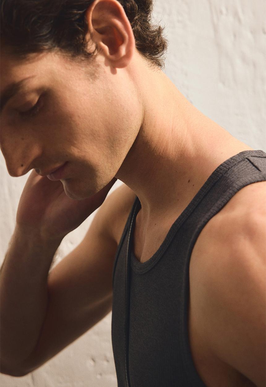 H&M - Slim fit ribbed vest top - dark grey
