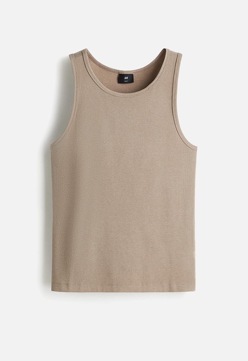 H&M - Slim fit ribbed vest top - beige