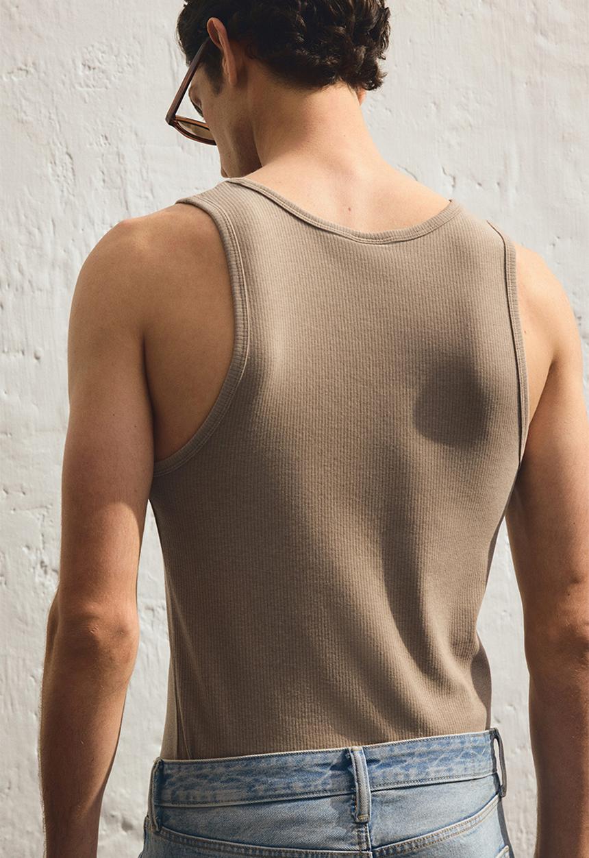 H&M - Slim fit ribbed vest top - beige
