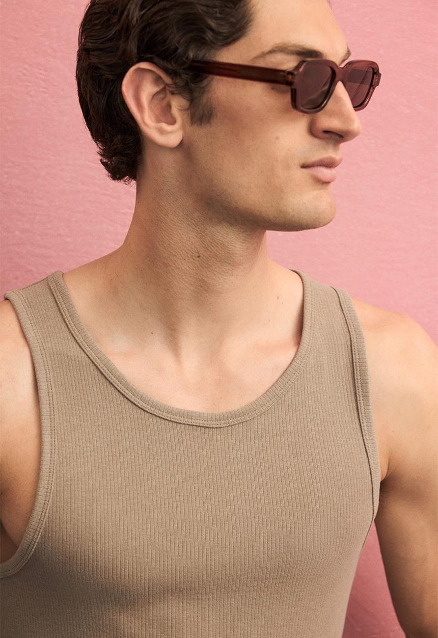 H&M - Slim fit ribbed vest top - beige