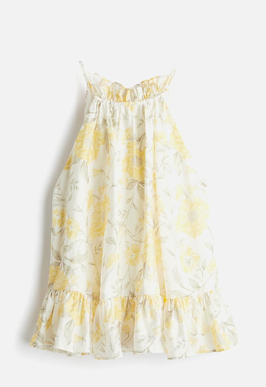 H&M - Frill-detail sleeveless top - white/yellow floral 