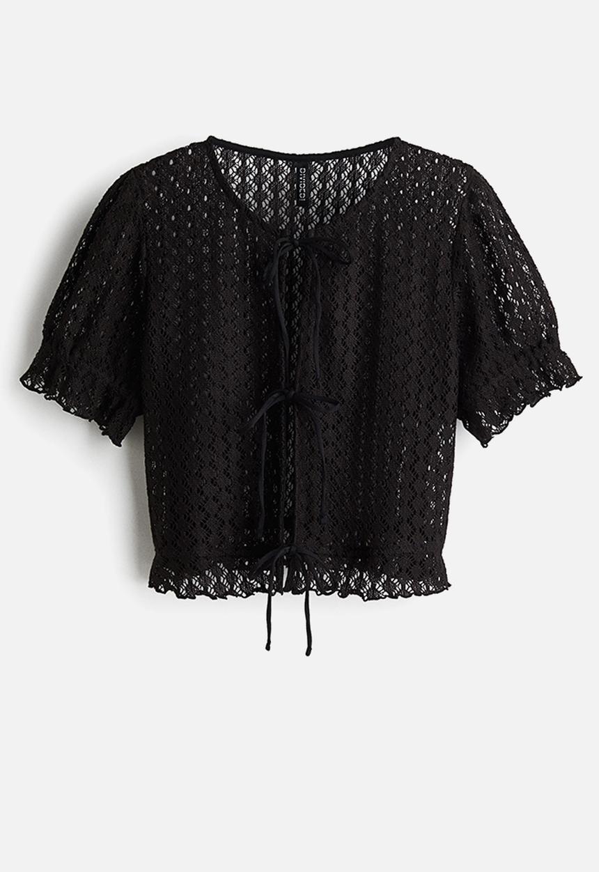 H&M - Pointelle-knit top - black