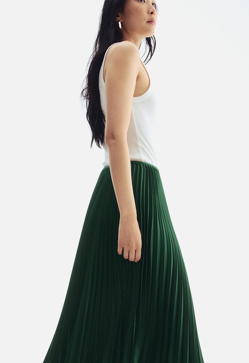 H&M - Pleated skirt - dark green