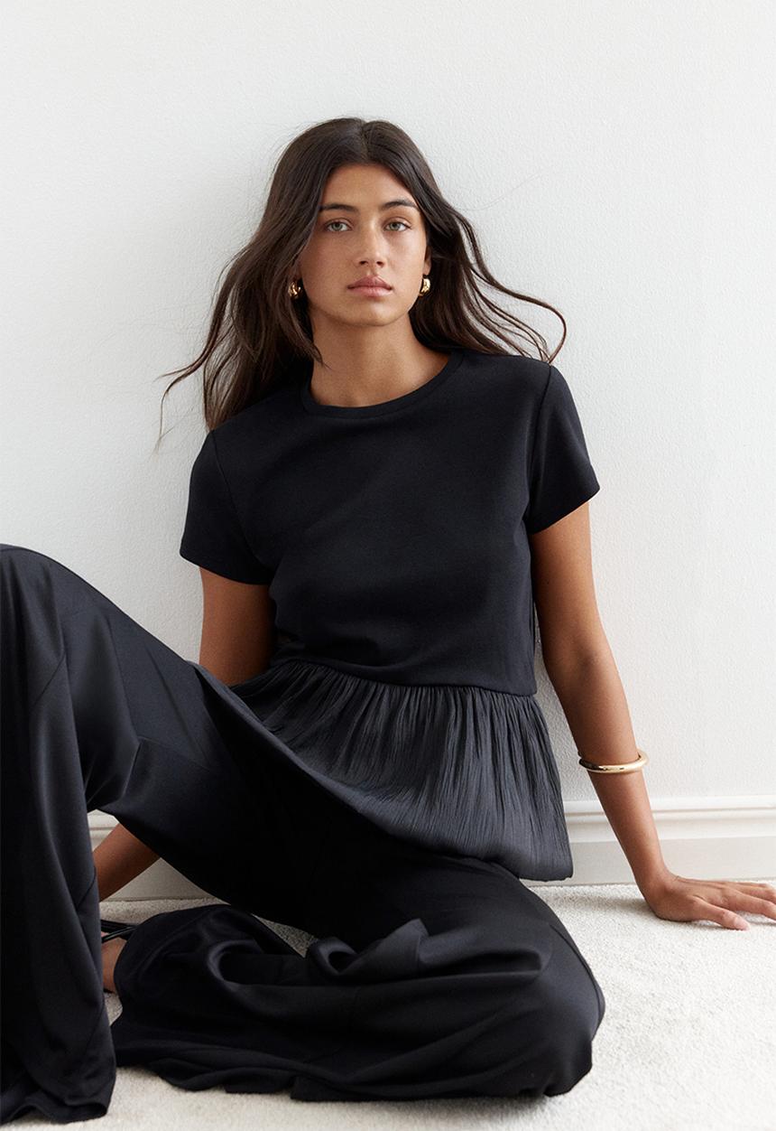 H&M - Bubble-hem top - black