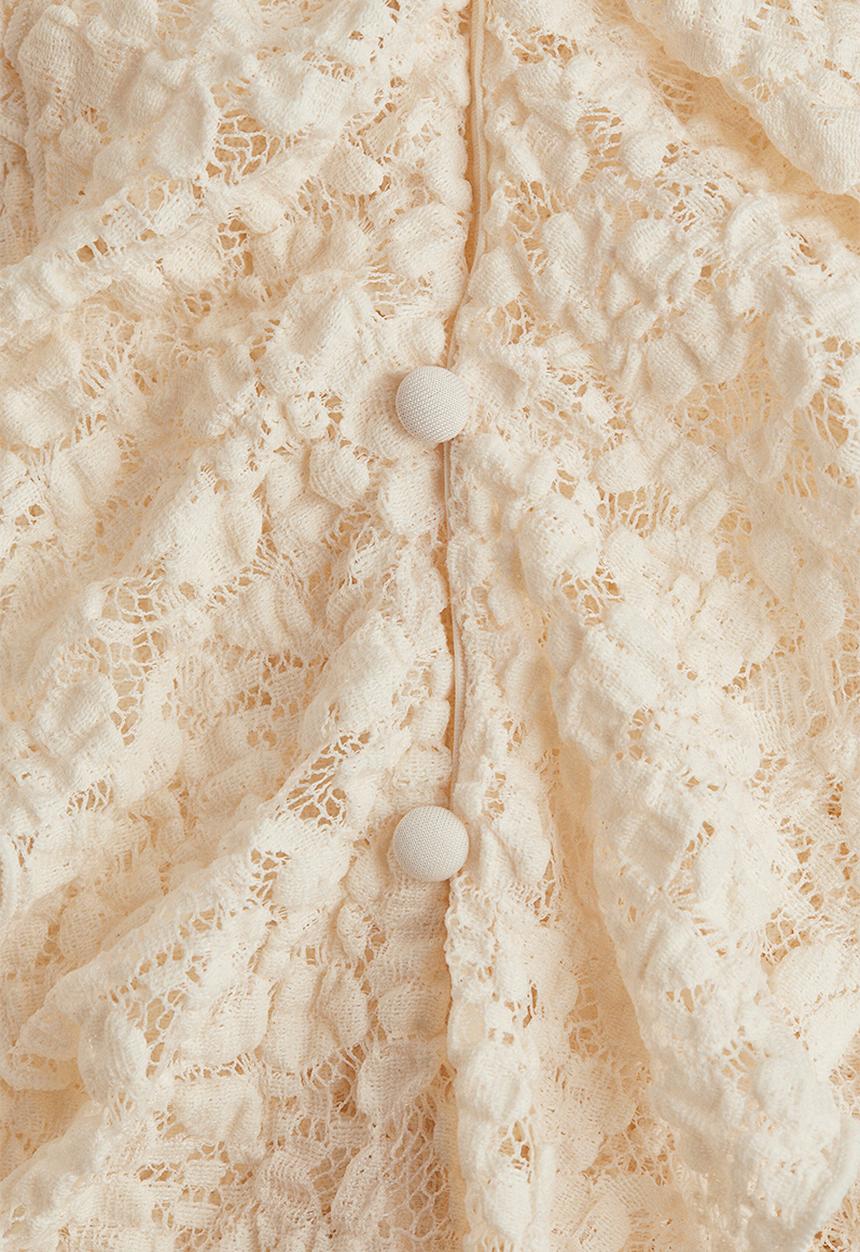 H&M - Flounced lace top - cream