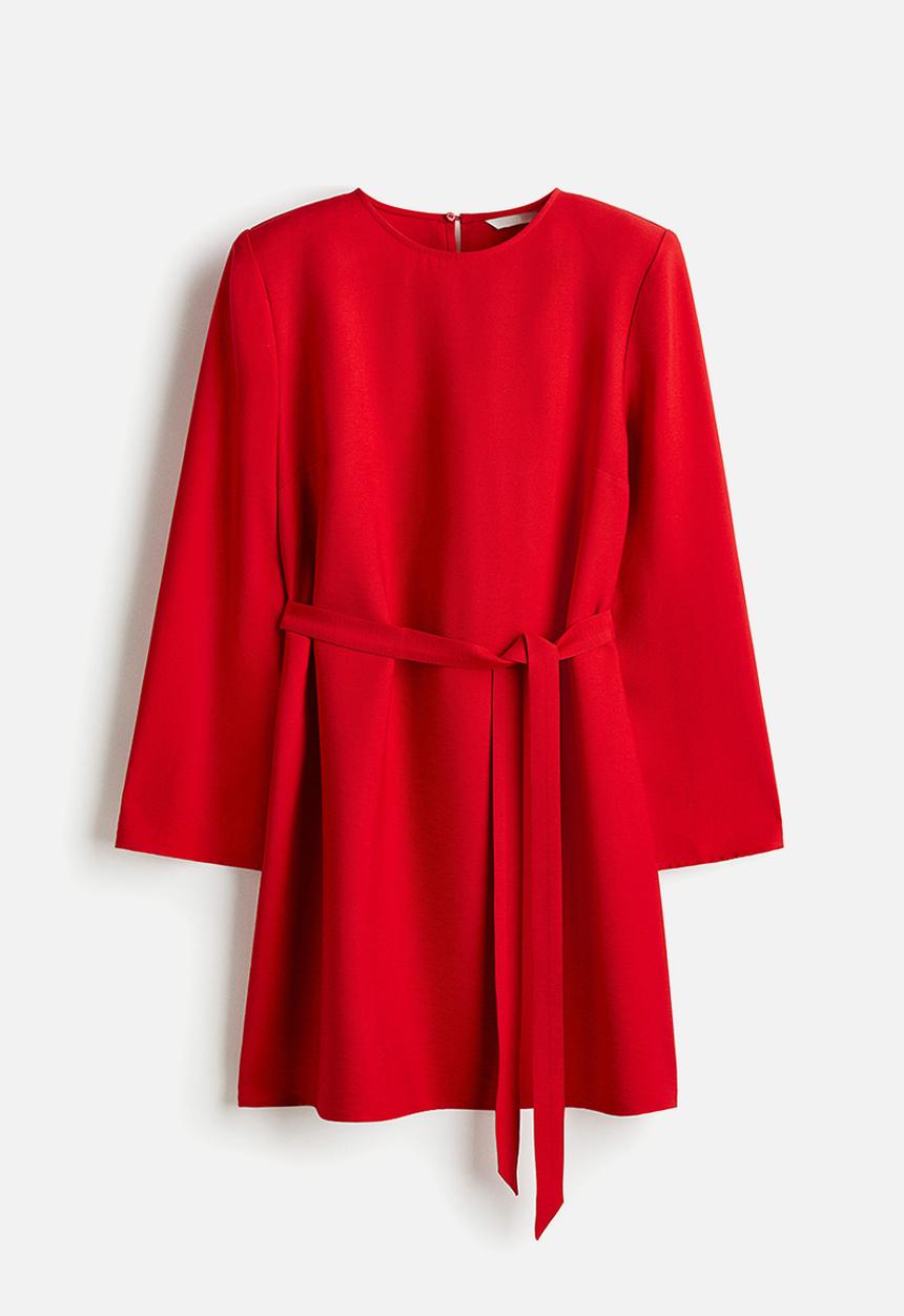 H&M - Tie-belt dress - bright red