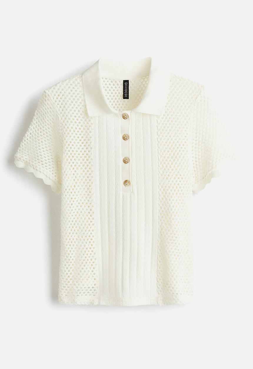トップス second layer 23ss s/s open knit polo Open Knit Translucent Polo Shirt - Black | COOSH