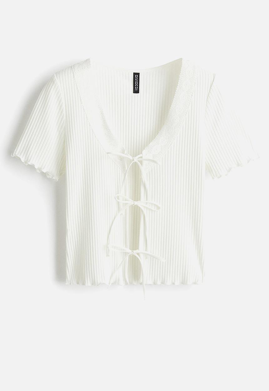 H&M - Tie-front top - white